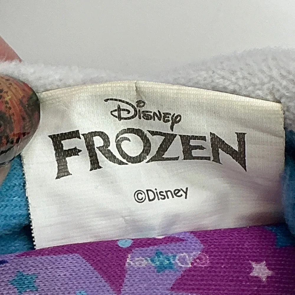 Disney Blue Frozen Slippers Kids 11/12 Anna Elsa Sparkle House Shoes